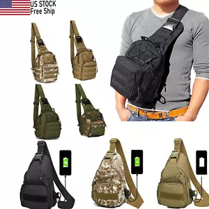 Men Backpack Tactical Sling Bag Chest Shoulder Fanny Pack Cross Body Molle Pouch - Picture 1 of 36