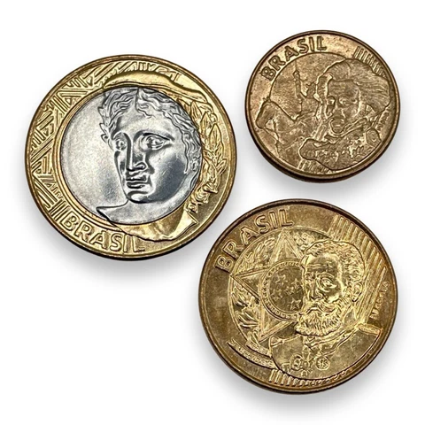 Lot of 3 Mixed Brazil Coins with Recent Dates - 1 Real, 10 & 25 Centavos #SAM9 Cover