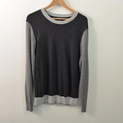 Express Pullover Merino Sweater Mens Large Colorblock Gray - Image 1 of 4