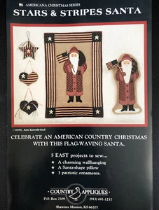 Vintage Quilt Pattern: Stars & Stripes Santa by Jan Kornfeind -Country Appliques - Picture 1 of 6
