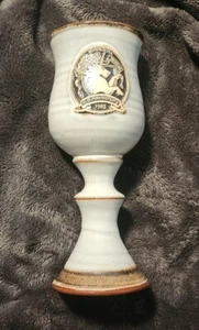 Vintage 1985 Renaissance Festival Minnesota Keramik Kelch Becher Einhorn weiß - Bild 1 von 9