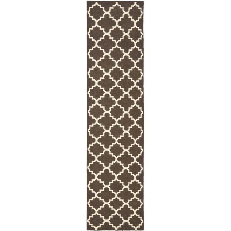 Safavieh DHU554C-26 Dhurries Contemporary Runner Brown/Ivory 2Ft-6In X 6Ft