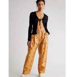 Free People Vegan leather Trousers size XS barrel leg Tapered Embellished - Picture 1 of 5