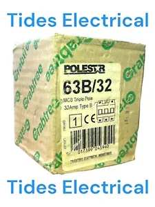 Crabtree Polestar MCB 32 Amp Type B 32A Triple Pole 3 Phase Breaker 63B/32 - Picture 1 of 3