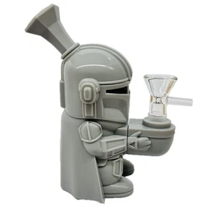 Bong de silicona de 4,3 pulgadas cachimba gris soldados pipa de agua bongs para fumar + cuenco de vidrio - Imagen 1 de 8