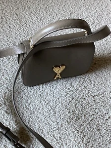 AMI ALEXANDRE MATTIUSSI Taupe Small Leather Removable Shoulder Strap Bag - Picture 1 of 14