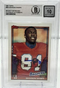 Autógrafo BAS Beckett Witnessed 1991 Topps 563 firmado por Shannon Sharpe grado 10 - Imagen 1 de 2