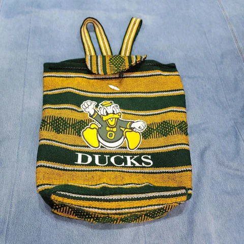 University of Oregon Ducks Woven Backpack Drawstring Cinch Bag Green Yellow Cover