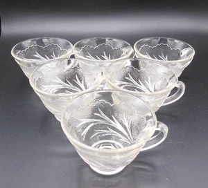 6 Vintage Indiana Glass Pebble Leaf Punch Cups              EJ - Picture 1 of 8