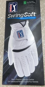 PGA Tour Men's SwingSoft Leather Golf Glove NEW Left Hand Sz L Logo Adjustable - Picture 1 of 3