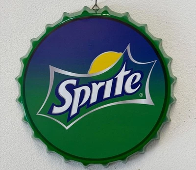 Sprite Soft Drink Soda 14" Metal Bottle Cap Wall Art Bar Mancave Decor - Image 1 of 2