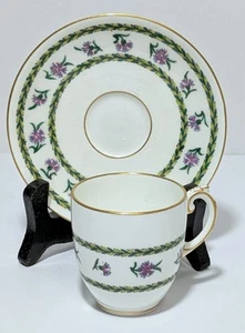 Antique Coalport M & M Bone China Blue/Purple Flowers Demitasse Cup and Saucer - Picture 1 of 6