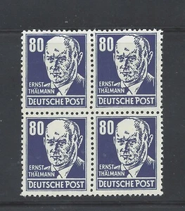 DDR 1952 80pf. THÄLMANN  blackish-blue MNH block of 4  SG E94 - Picture 1 of 2
