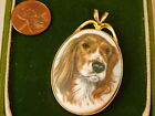 Springer  Spaniel Breed Dog Cameo Style Gold Tone Pendant 8B 61