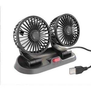 Double-Head Micro-USB Powered 4 in. 1 fan speeds Desk Fan in Black, Adjustable U - Picture 1 of 7