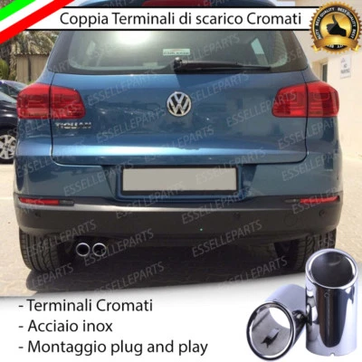 COPPIA TERMINALI DI SCARICO PER MARMITTA CROMATO INOX VOLKSWAGEN TIGUAN 5N - Immagine 1 di 4