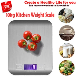 10KG DIGITAL KITCHEN SCALES COOKING FOOD WEIGHING WEIGHT ELECTRONIC LCD BALANCE - Picture 1 of 11