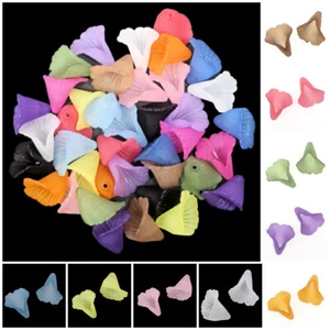 20 Frosted Acrylic Lily Trumpet Flower Beads 20mm Colour choice or a mixed pack - Picture 1 of 67