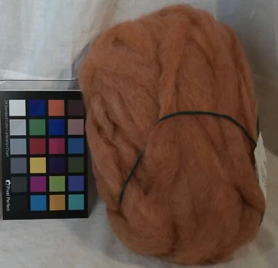 Romney wool roving red orange spinning felting knit crochet fiber arts - Image 1 of 3