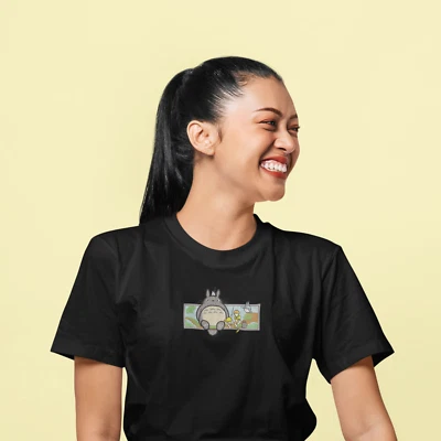 Totoro Embroidery T-Shirt. Studio Ghibli T-Shirt. Custom Embroidery T-Shirt - Image 1 of 4