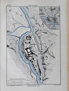 1884 Original Mappa Militare MARGA..MAPPA FORTIFICAZIONI O FORT DE BARD..ITALIA. - Imagen 1 de 1