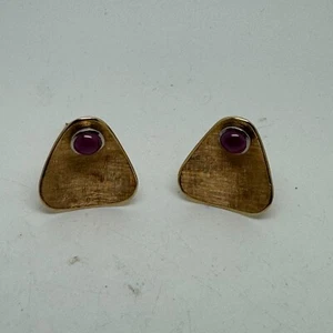 Vintage 14k Yellow gold Pink Star Sapphire Cufflinks 11.3 grams 0.85" - Picture 1 of 6