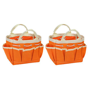 2 Stk Gartengerätetasche 7,5"x4"x5" Großes Oxford wasserdicht mit Taschen,Orange