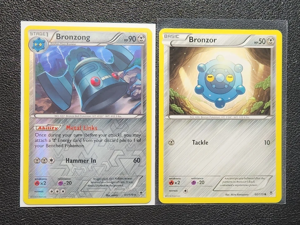 Bronzong 61/119 reverse holo & Bronzor 60/119 Pokemon card XY Phantom Forces NM - Image 1 of 1