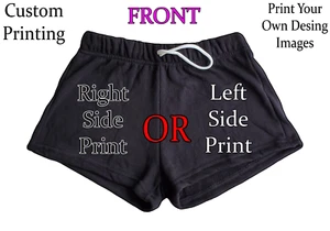 Women's Solid Black SHORTS Custom Printing Names Images All Sizes Available - Picture 1 of 2