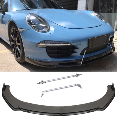 Carbon Fiber Look Front Lip Splitter Body Kits + Strut Rods For Porsche 911 918 - Image 1 of 4