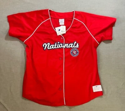 Washington Nationals Genuine Merchandise Baseball Jersey Womens XL Red Button. - Image 1 of 4
