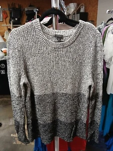 ANN TAYLOR BLACK WHITE GRAY LONG SLEEVE SWEATER SZ L - Picture 1 of 6