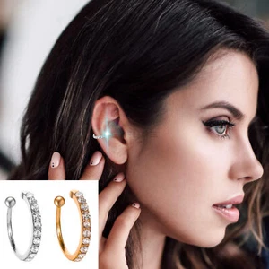 Sterling Silver Non-Piercing Helix Clip On Ear Cuff CZ Unisex Earring 1 Piece UK - Picture 1 of 36