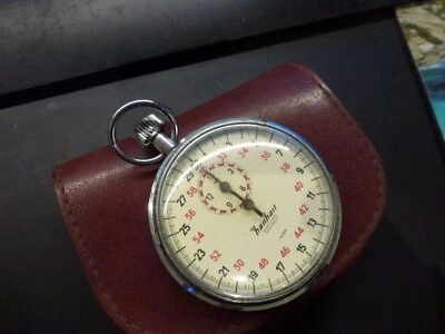 beau chronomètre allemand,Hanhart au 1/10 SEC,étui cuir,D 55mm - Photo 1/4