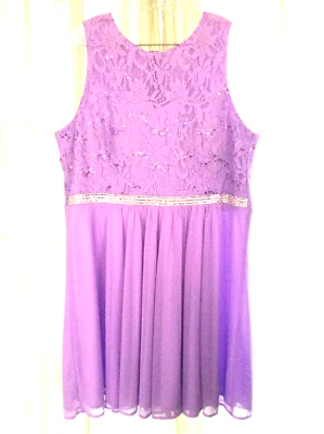Para Mujer Talla 3X LAVANDA Vestido Columpio Mini Lentejuelas Diamante Cintura Formal LT. PÚRPURA Foto 1 de 4