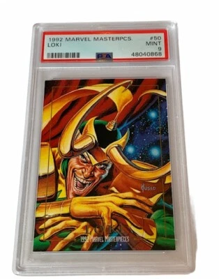 Marvel Masterpieces Comic Card Sky Box PSA 9 Loki 1992 RARE #50 rookie rc Thor  - Image 1 of 3