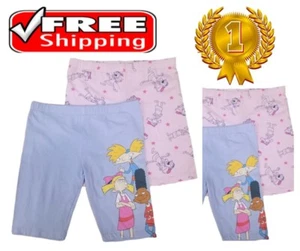 Nickelodeon ragazza taglia M 7-8 Hey Arnold! Set di pantaloncini da bici rosa e blu NUOVI - Foto 1 di 14