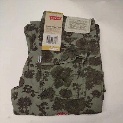 Size 10 25x25 Levi's 511 Slim Cargo Pants Floral Olive Camo Skinny NEW tags NWT - Image 1 of 4