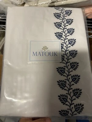$575 Matouk Italia Nueva 1 pieza Doble Funda Nórdica 100% Algodón Percal Aster Azul ÚLTIMA Foto 1 de 3