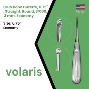 Cureta Brun Bone, 6,75", recta, redonda, #000, 3 mm, económica - Imagen 1 de 5