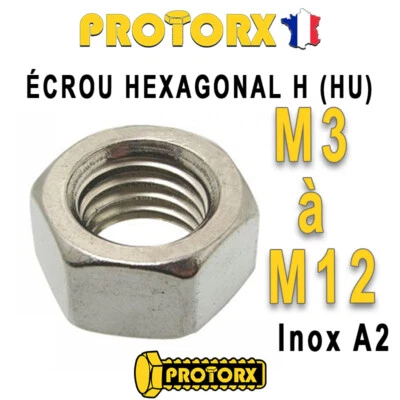 ECROU HEXAGONAL  M3 à M12 x (5 à 50 Pièces) - (Acier Inoxydable A2) DIN934 - Bild 1 von 4