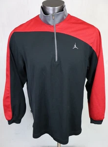 Y2K Uomo Taglia L Jordan Jumpman Manica Lunga 1/4 Zip Nero Rosso Maglia Camicia Giacca - Foto 1 di 9