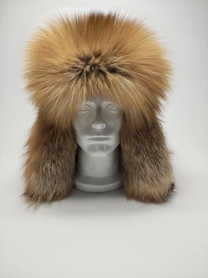 Men's Red Fox Fur Trapper Hat.   Size XL  - Image 1 of 4