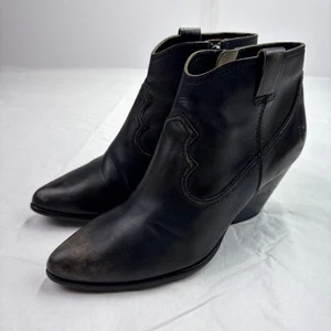 Botines Frye Reina Western Tacón Cuero Negro Cremallera Lateral Para Mujer Talla 10M” - Imagen 1 de 11