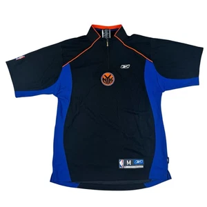 Vintage Y2k Reebok New York Knicks Warmup Jersey NBA Black Blue Orange Men’s M - Picture 1 of 7