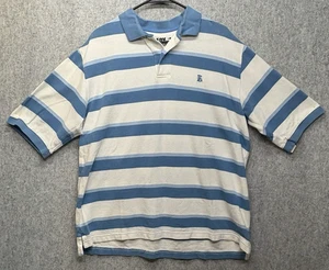 Shady LTD LG Short Sleeve Polo 100% Cotton White & Blue Stripes - Picture 1 of 8