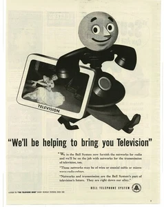 1945 Bell Telephone will help bring television Mascot Vintage Print Ad - Picture 1 of 1