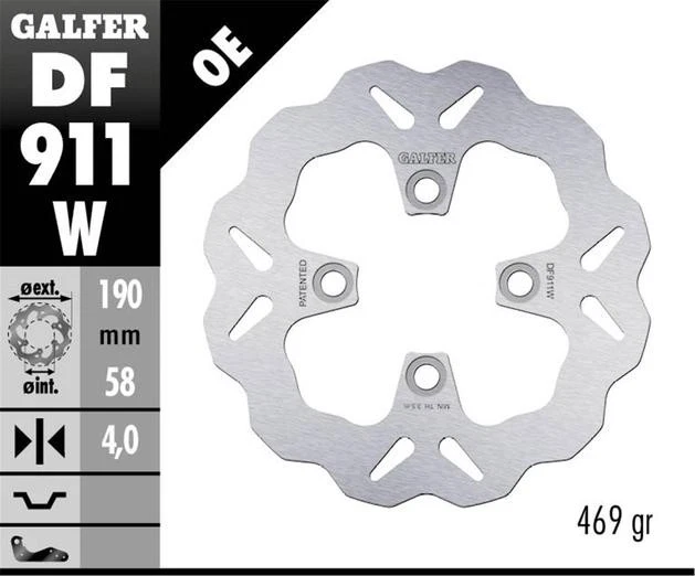 Galfer Solid Mount Wave Brake Rotor Rear 190mm #DF911W for Honda Grom 125 - Image 1 of 1
