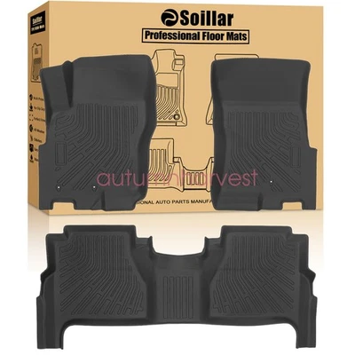 Floor Mats Liner For 2008-2021 Nissan Frontier Crew Cab 4-Door Front-Rear Black - Imagem 1 de 4
