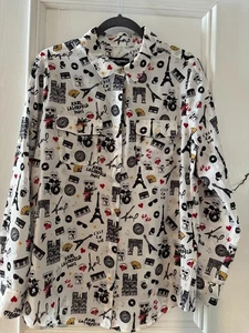 NEW Karl Lagerfeld Button Down Polyester Top Blouse SZ L - Picture 1 of 8